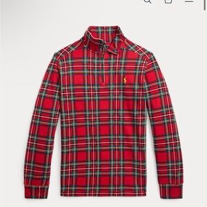 Boys Polo by Ralph Lauren 1/4 Zip Interlock Plaid Knit Pullover Size 14/16